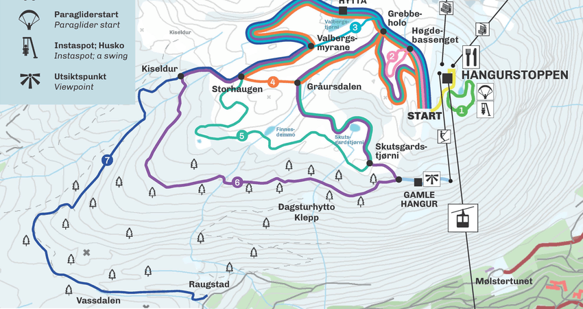 Løypekart for langrenssløypene i Voss Resort